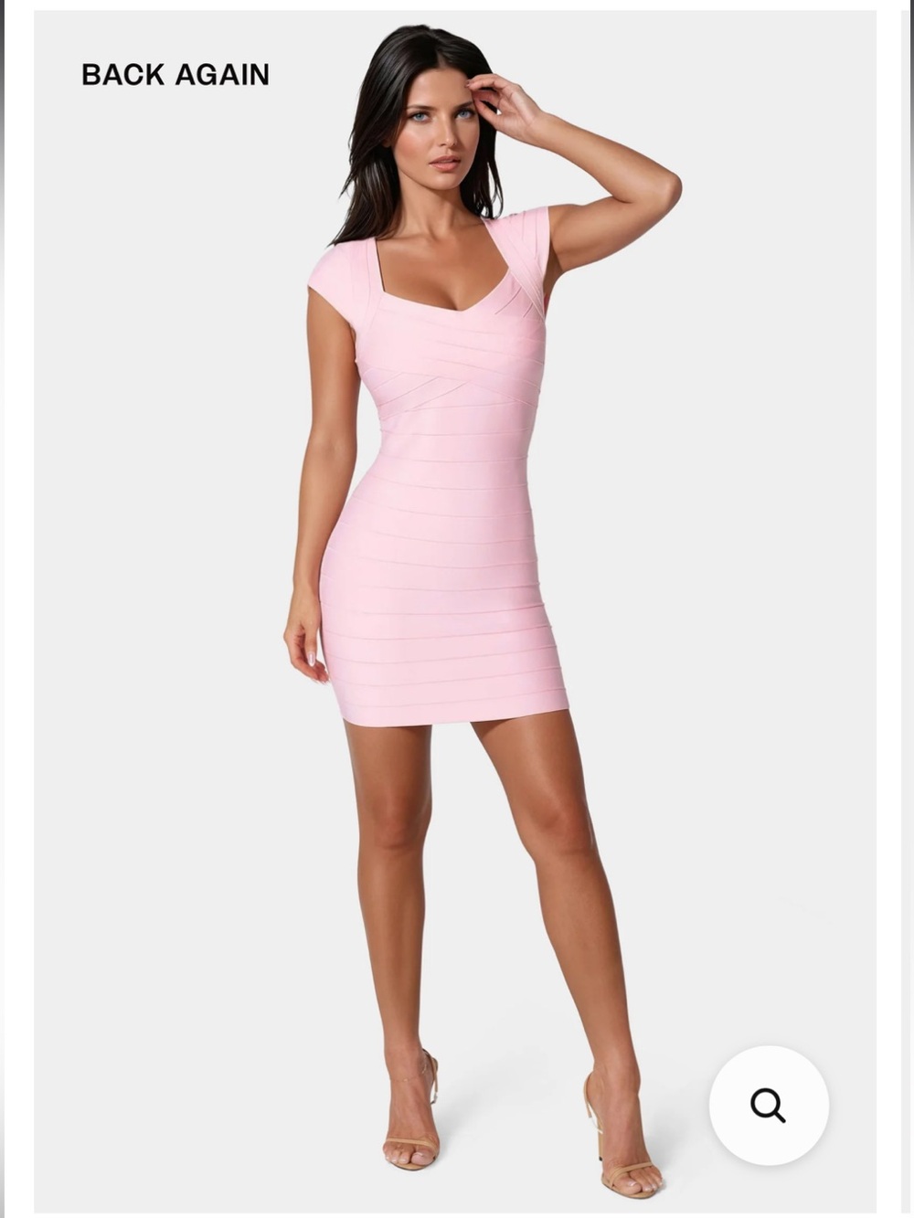 Cap-Sleeve Bodycon Mini Dress in Light Pink